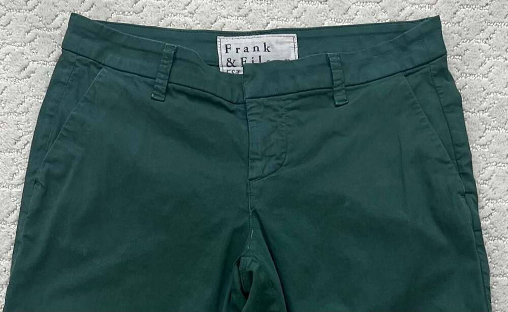 Frank & Eileen Derry Cropped Chino Pants Green Size 2 Raw Hem